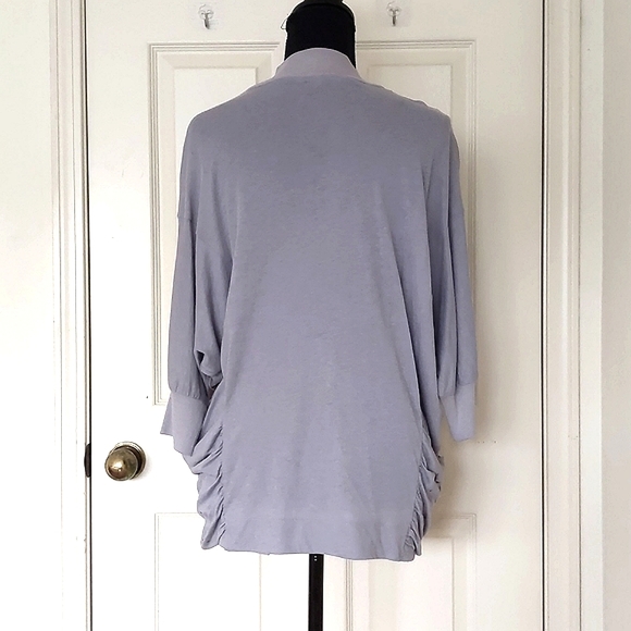 NWT Express Cotton Modal Short Sleeve Loose Fit Open Front Top w/sparkling decor - Picture 2 of 5